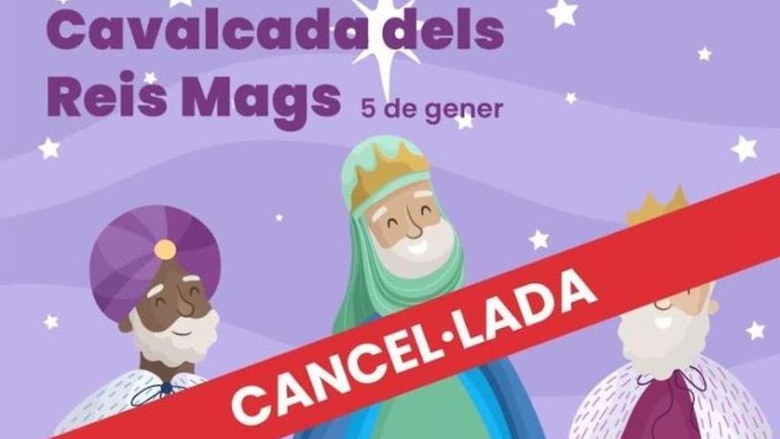 Cartel de cancelación de la cabalgata de Reyes en Godella.