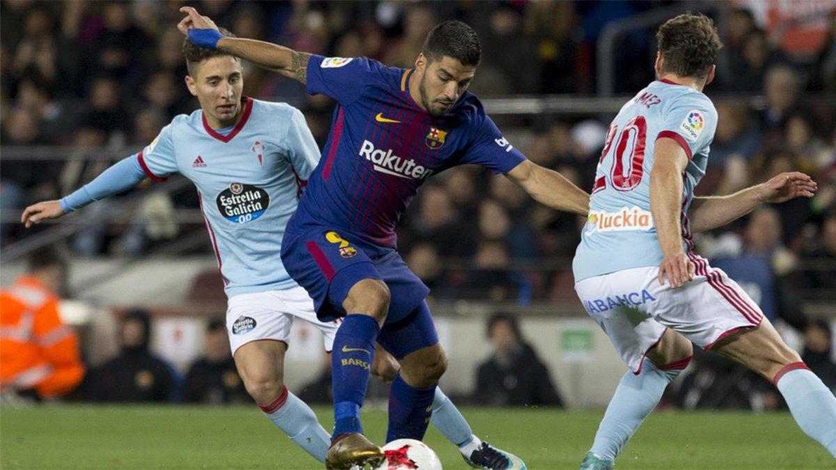 Luis Suárez y Serrgi Gómez en el Barça-Celta de la Copa del Rey 2017/18
