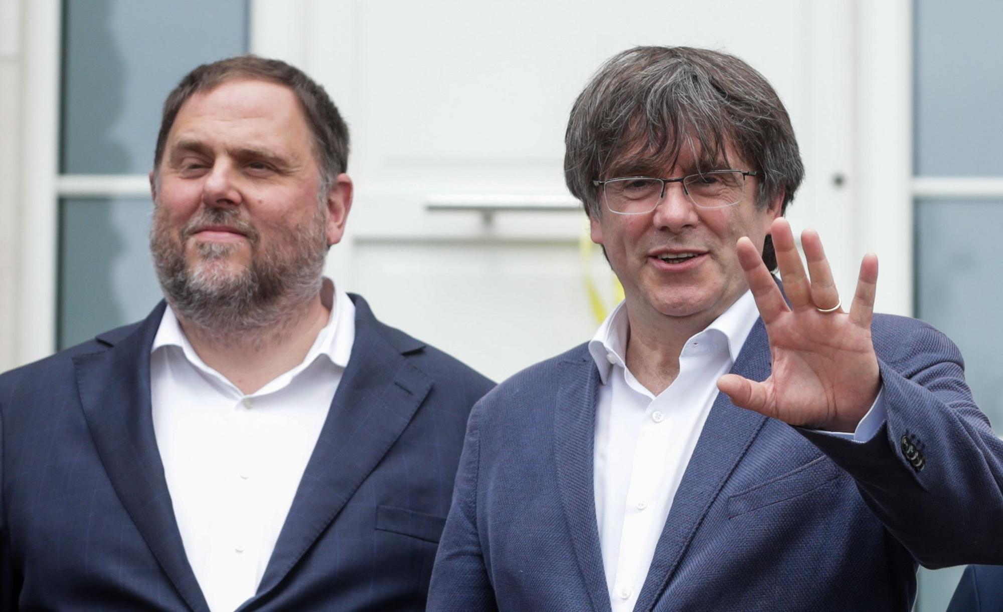 Junqueras y Puigdemont, este miércoles en Waterloo.