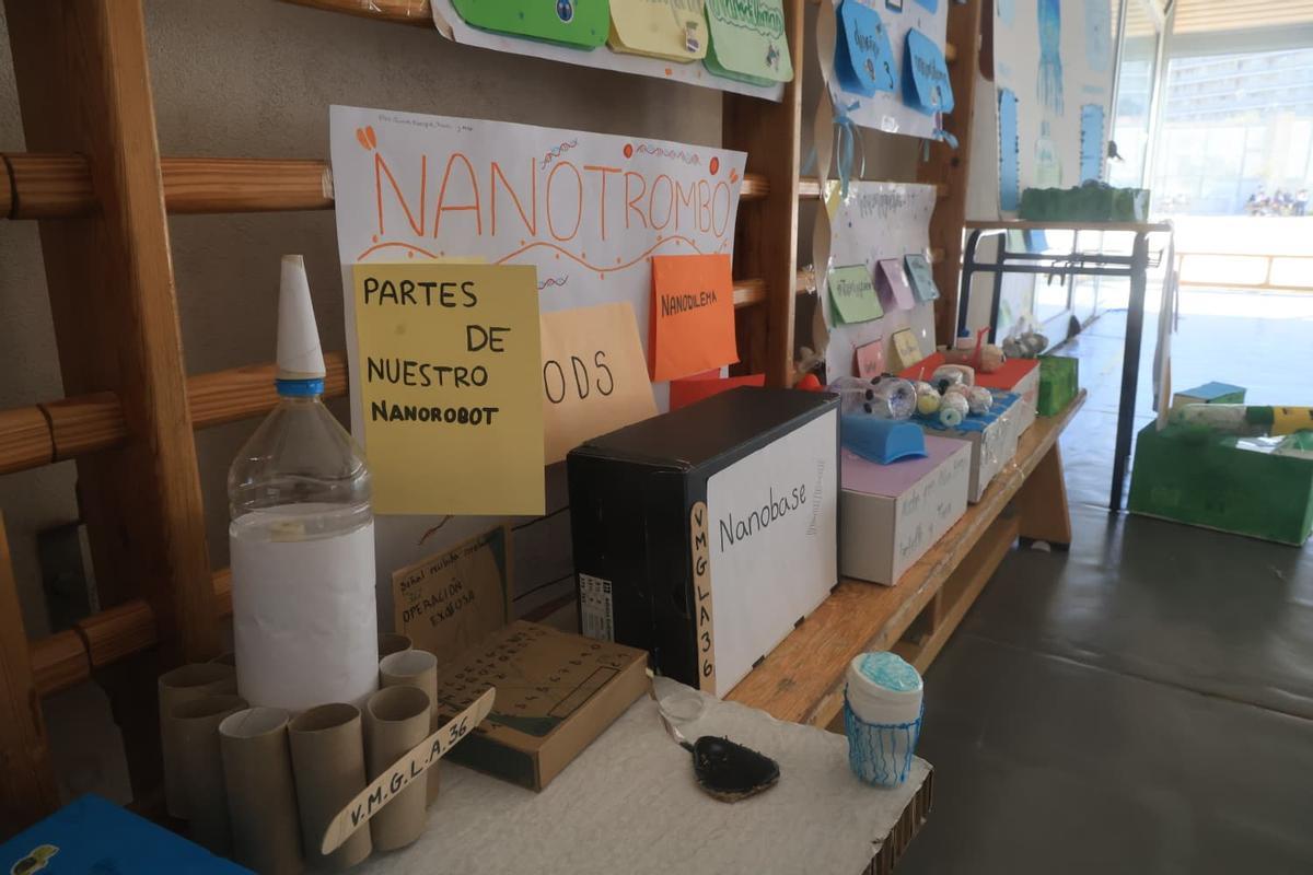 Una maqueta del diseño de un nanorobot para tratar trombos, de alumnos del colegio La Almadraba