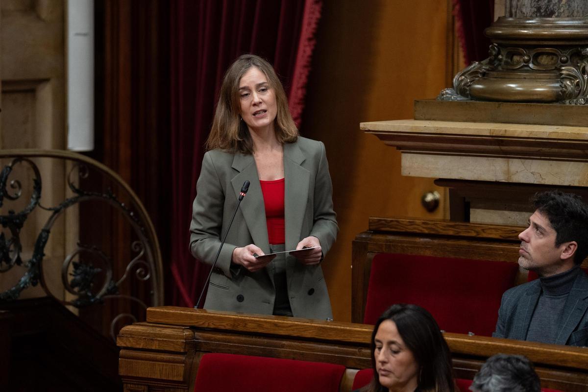 La presidenta del grupo de los Comuns, Jéssica Albiach, en el Parlament.