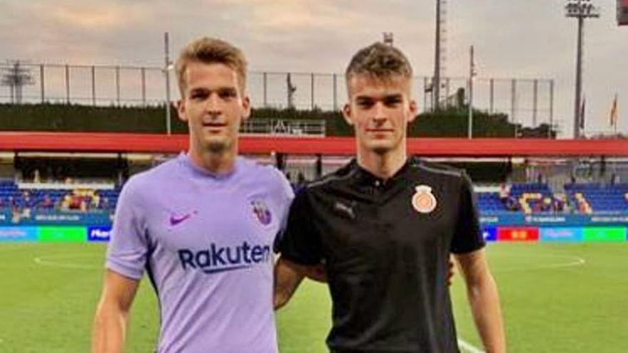 Arnau i Oriol Comas, dissabte a l&#039;estadi Johan Cruyff