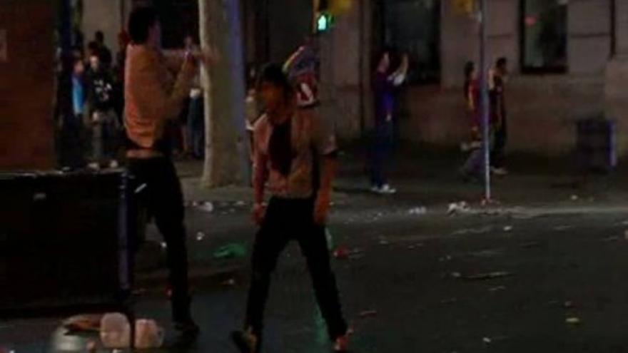 Vandalismo en las calles de Barcelona tras las celebraciones blaugranas