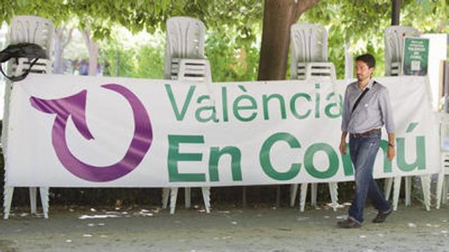 Jordi Peris, en un mitin de València en Comú.