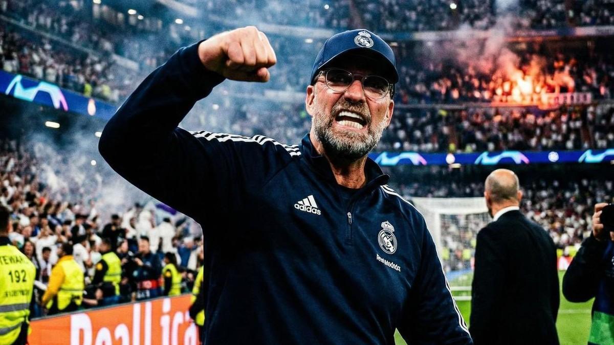 Klopp, en una creatividad con el los colores del Real Madrid