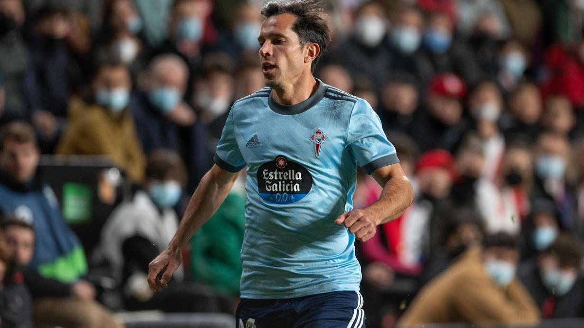 Augusto Solari,  en un partido con el Celta.