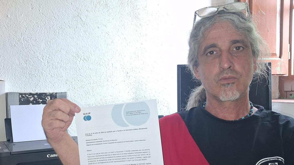 El Secretari general de CGT Manresa, Josep Antoni Fernández Páxaro