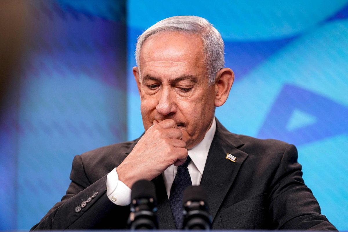 El primer ministro israelí, Benjamín Netanyahu, durante una rueda de prensa conjunta con el secretario de Estado de Estados Unidos en la Oficina del Primer Ministro en Jerusalén, el 15 de septiembre de 2025.