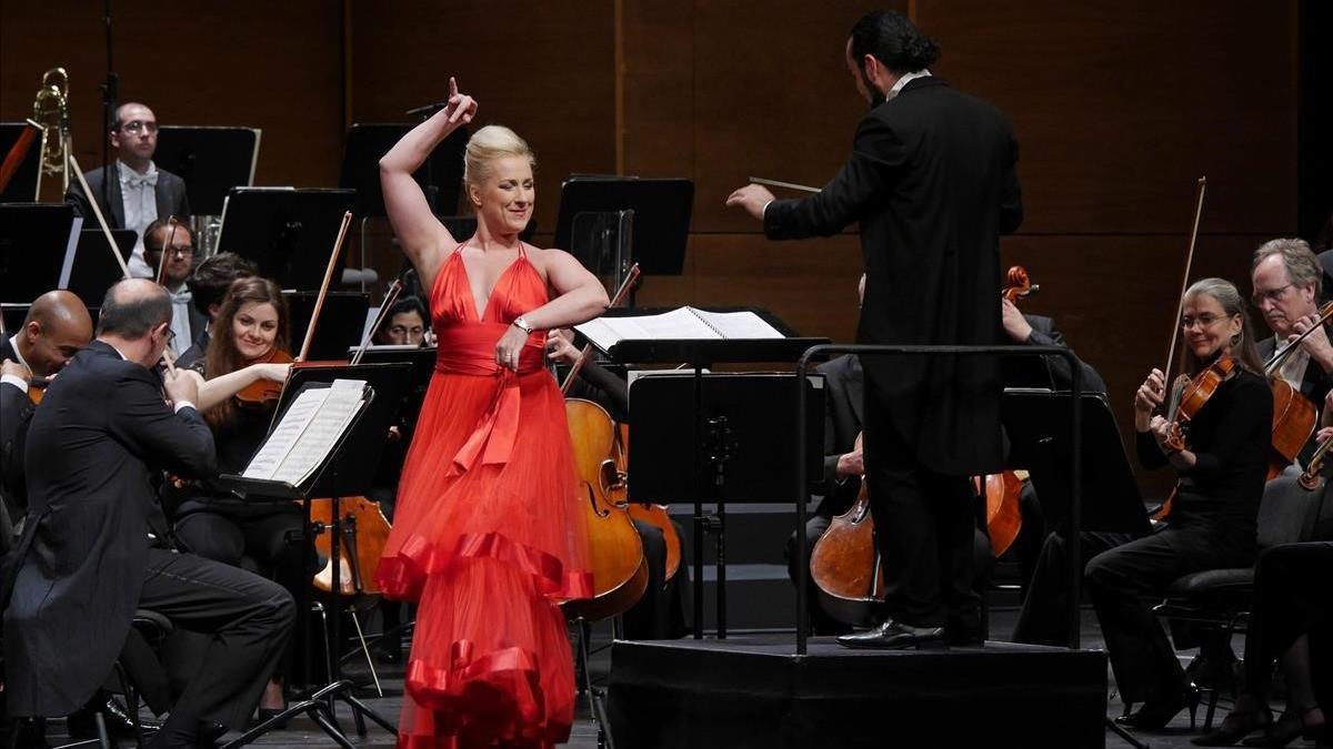 La soparano Diana Damrau, durante el recital del viernes en el Liceu.