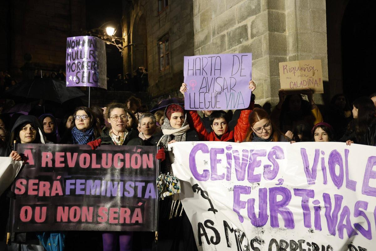 Manifestación feminista en Santiago