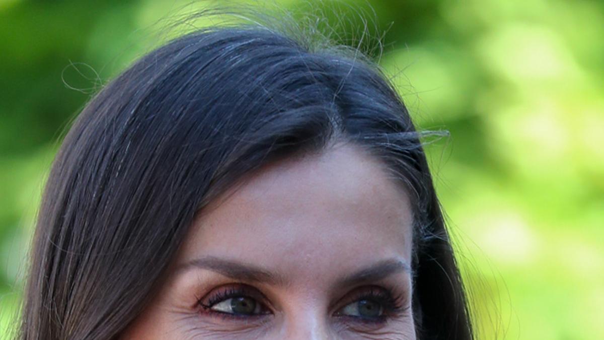 Letizia Ortiz con vestido fucsia de Carolina Herrera y pendientes de Tous