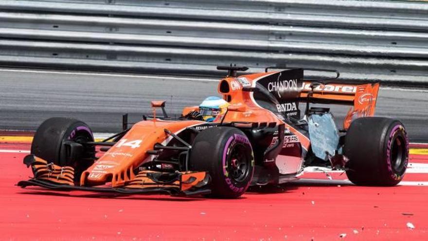 Alonso, después del accidente con Kvyat en Austria.