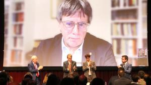 José Montilla, Artur Mas, Pere Aragonès y Carles Puigdemont, en el 45 aniversario de la JNC