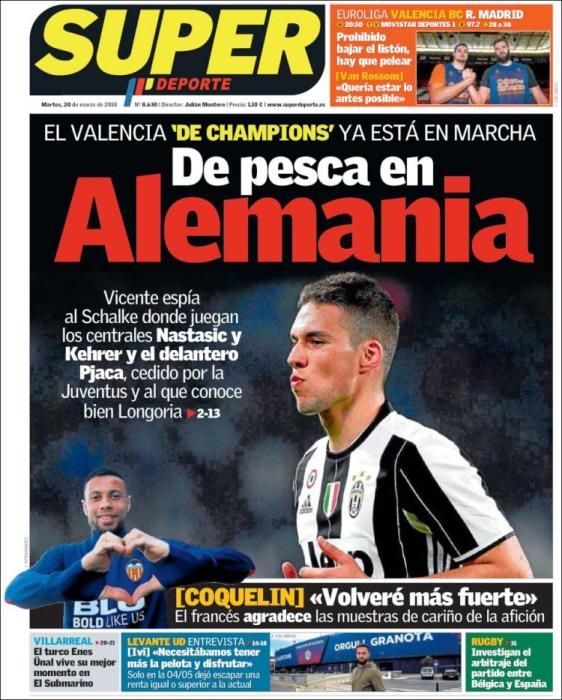 Portadas deportivas del martes 20 de marzo