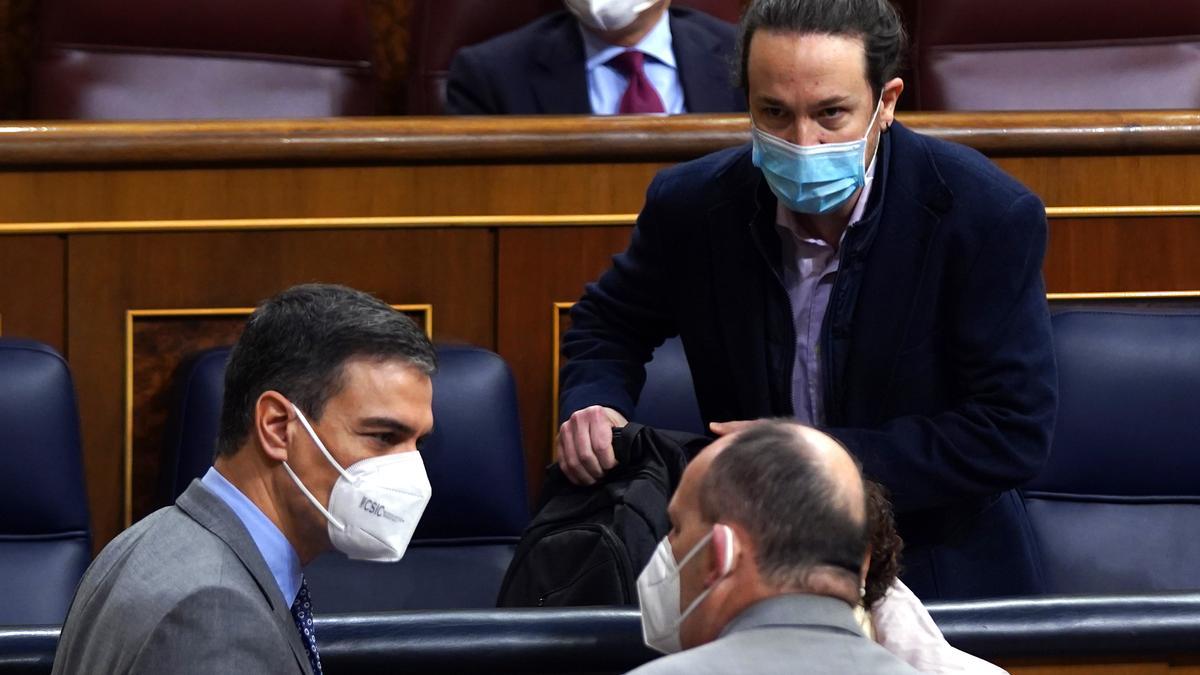 Pablo Iglesias y Pedro Sanchez, el pasado miércoles en el Congreso.