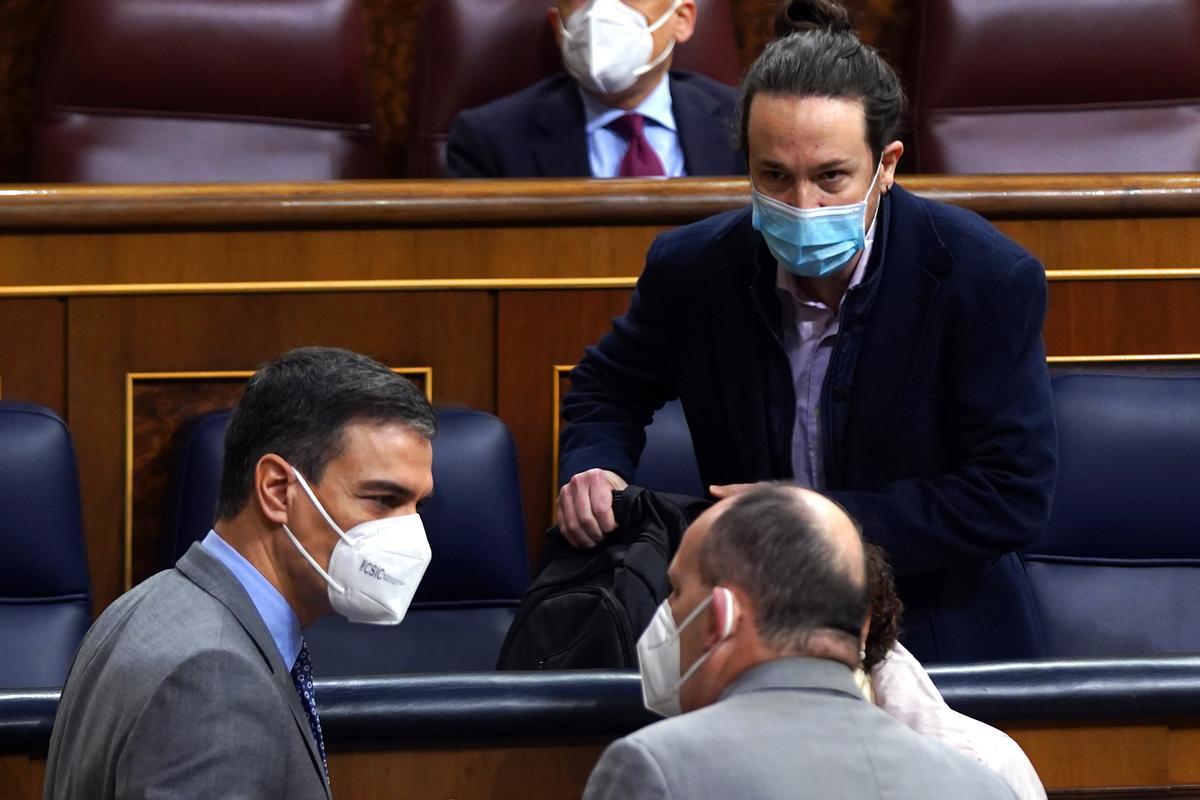 Sesion de Control al Gobierno , en la imagen Pedro Sanchez  y Pablo Iglesias.