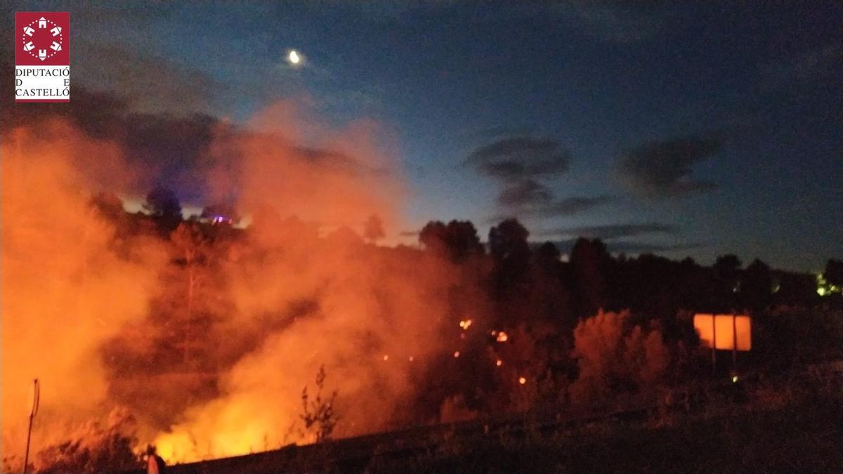 Zona del foco del incendio en l'Alcora