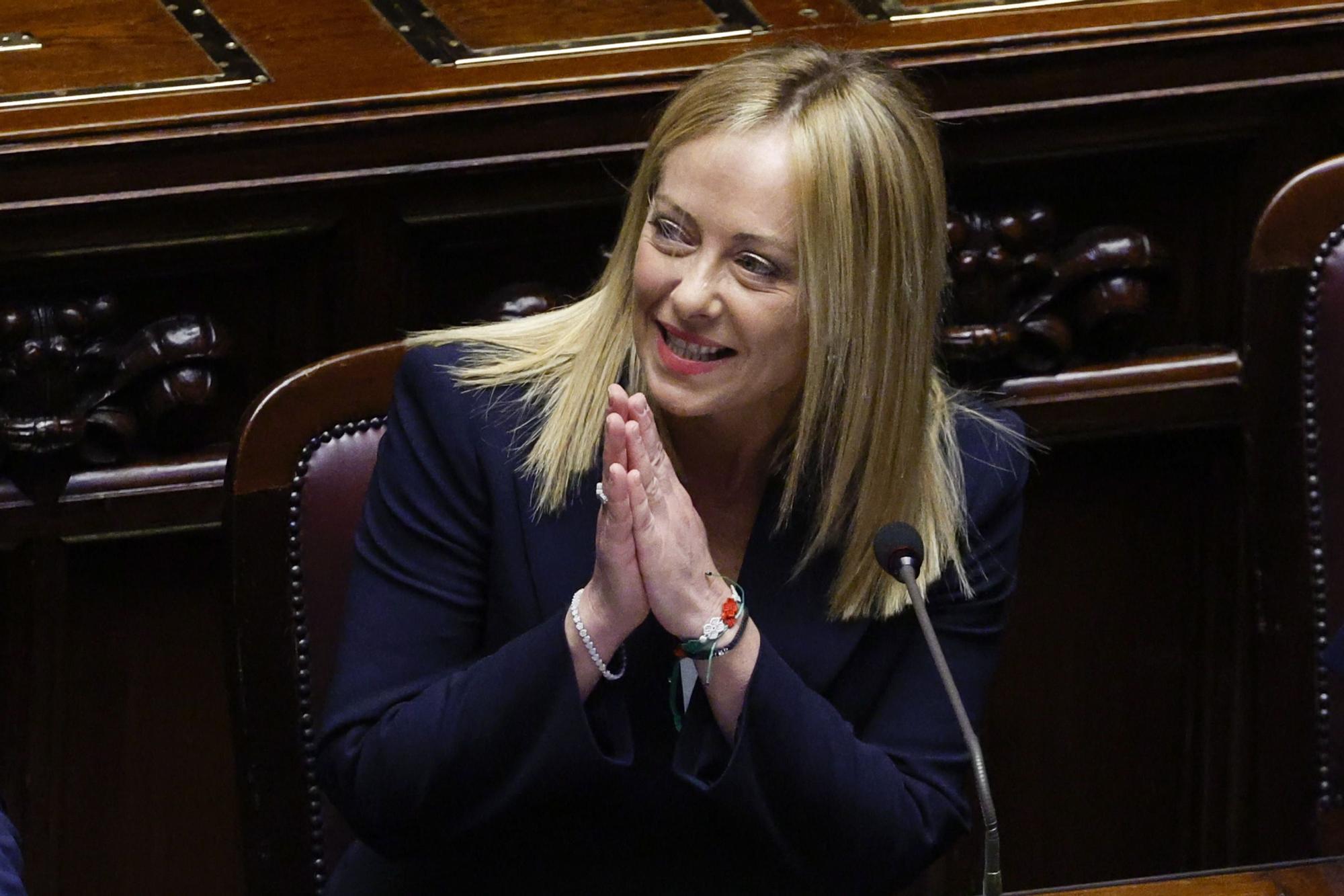 Giorgia Meloni, en el parlamento italiano. EFE