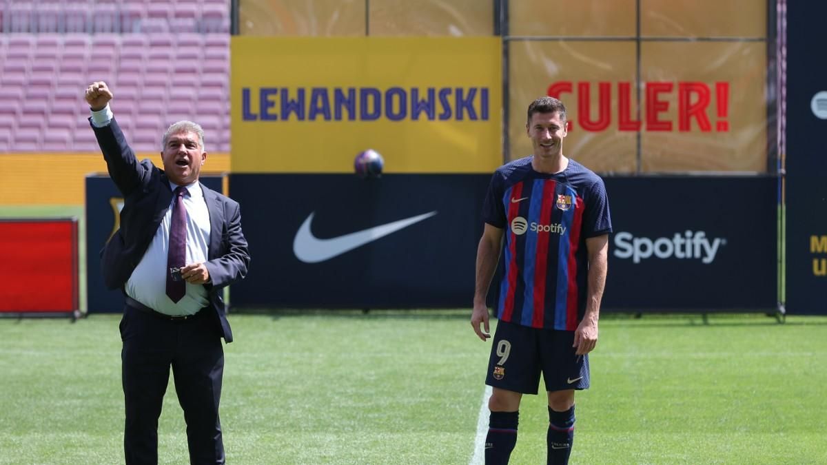Laporta estaba eufórico en la presentación de Lewandowski