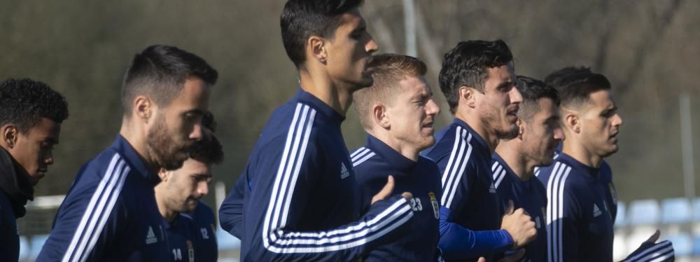 El entrenamiento del Oviedo de esta mañana