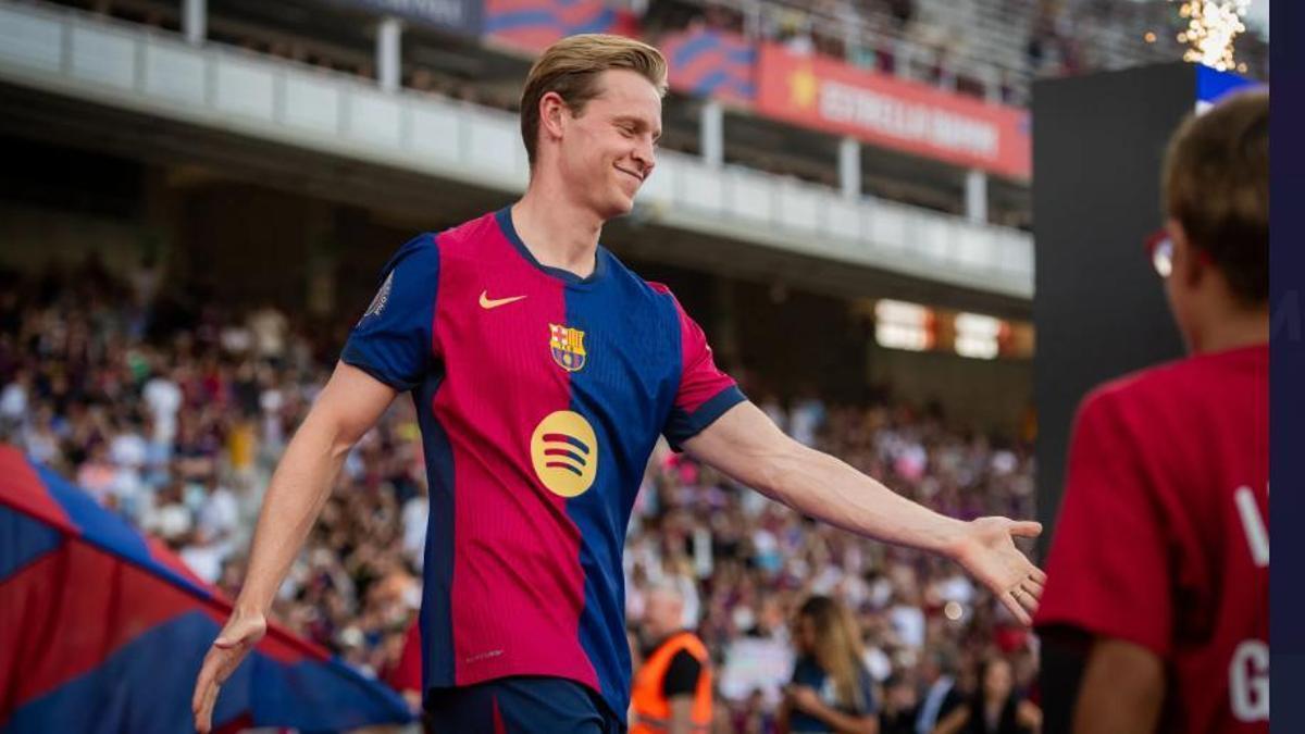 Frenkie de Jong, en la presentación del Barça antes del trofeo Joan Gamper-2024.