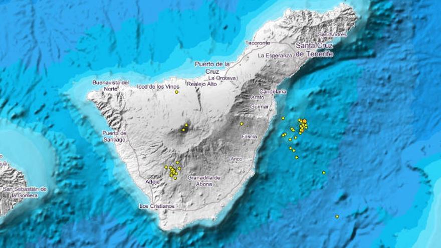 El Instituto Geográfico Nacional registra este martes más de una treintena de terremotos en Tenerife