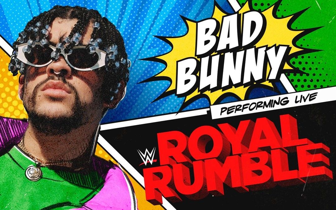 El diseño del Royal Rumble de este año está basado en los cómics, y Bad Bunny luce fenomenal con ello