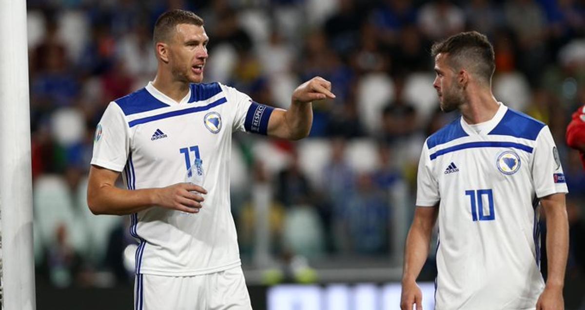 Dzeko y Pjanic en un encuentro con la selección