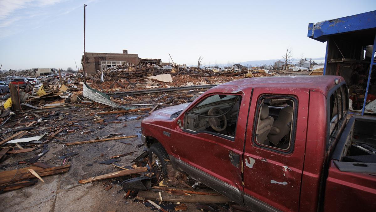 Uno de los barrios de Mayfield, en Kentucky, afectados por el paso de un tornado