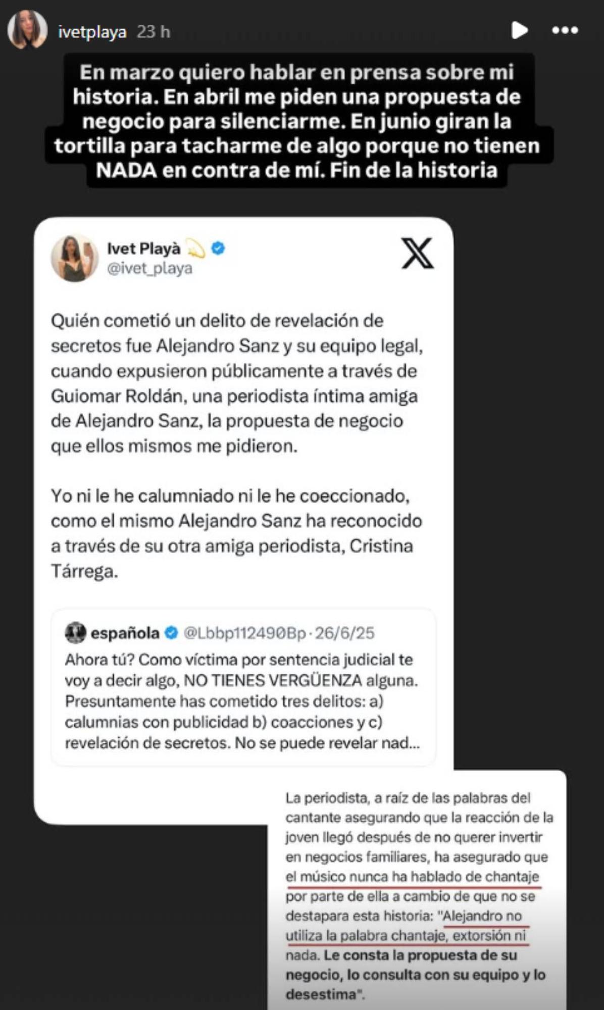 La cronología de los hechos, según cuenta Ivet en su Instagram