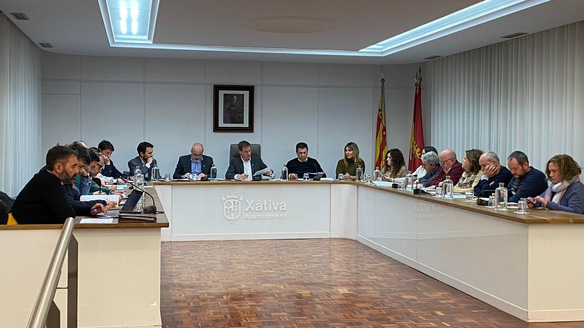 El pleno municipal de Xàtiva de este jueves.