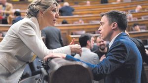 Yolanda Díaz e Íñigo Errejón, en el Congreso de los Diputados.