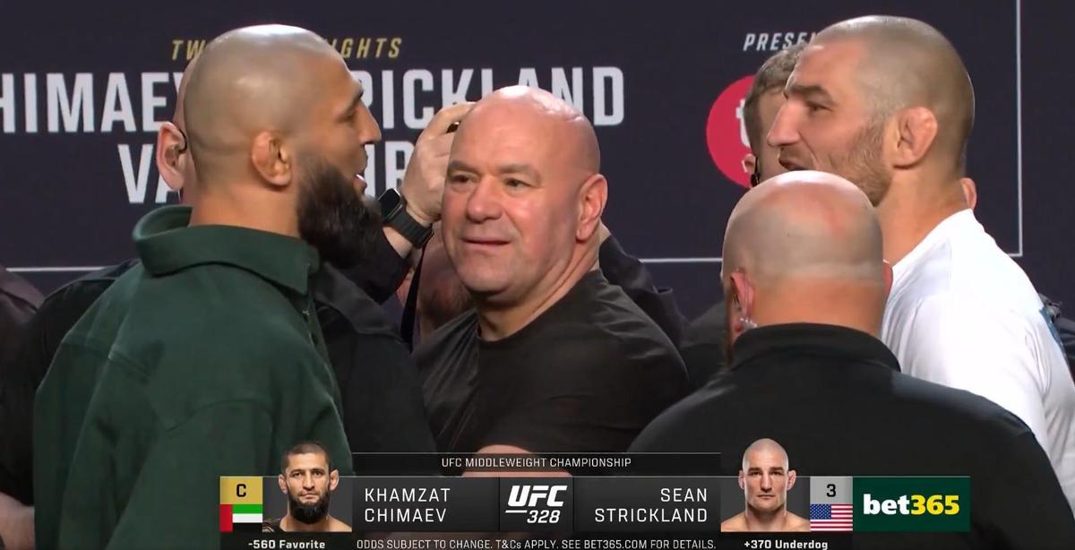 El brutal careo entre Chimaev y Strickland