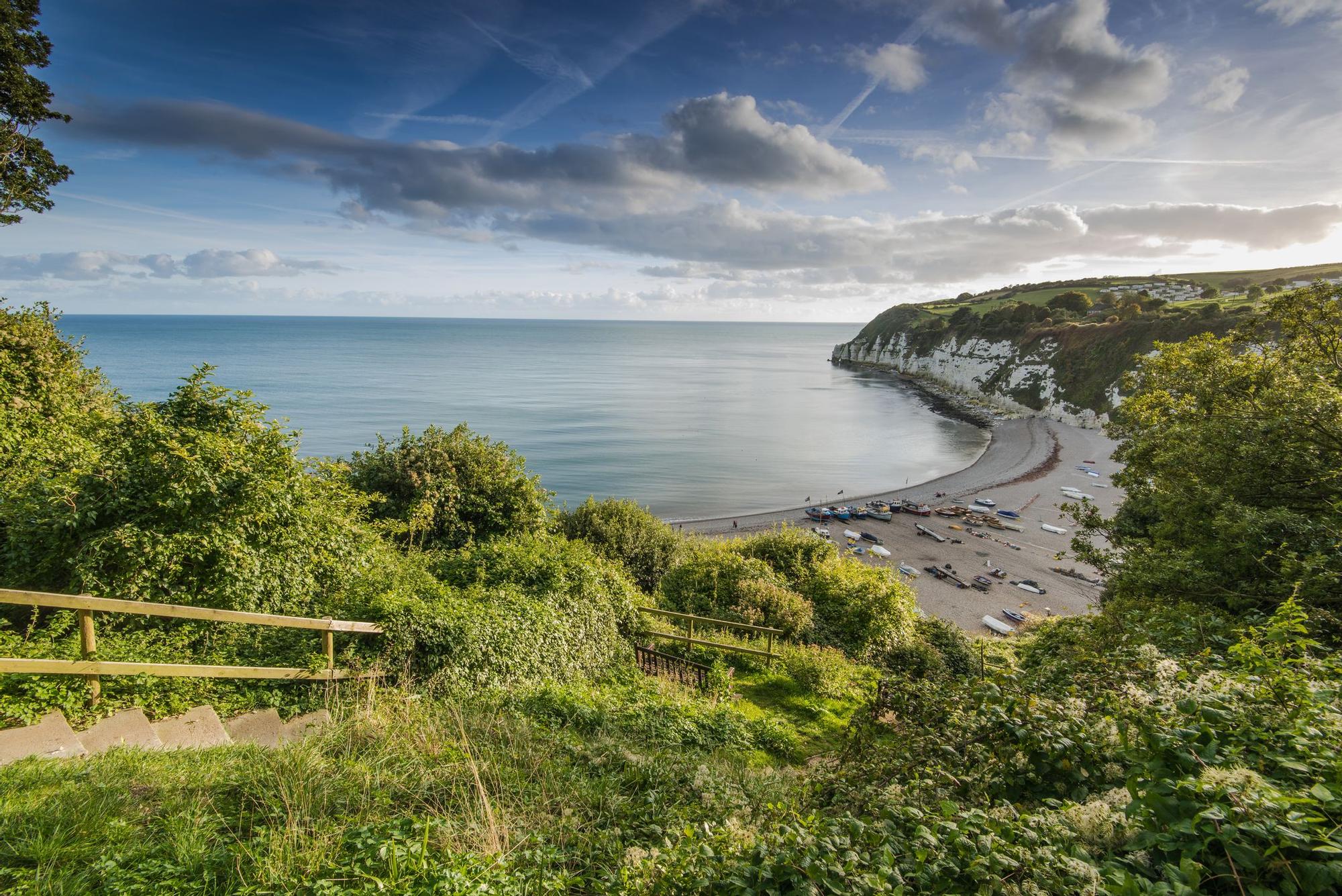 Parte de la costa de Devon vista desde el pueblo de Beer