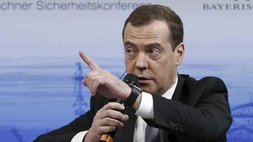 Medvedev, durante su comparecencia.