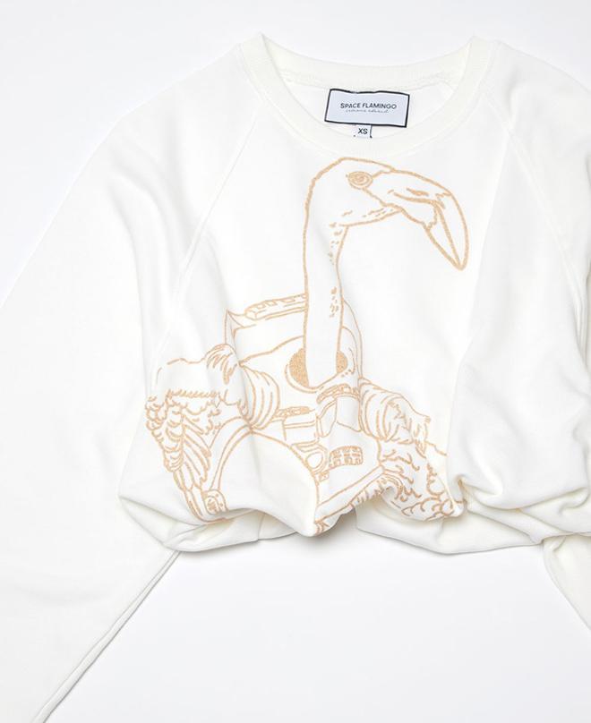 Sudadera 'cropped' con dibujo 'gold', de Space Flamingo