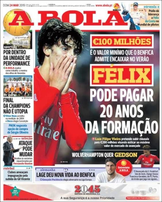 Portada A BOLA domingo 24 de marzo de 2019