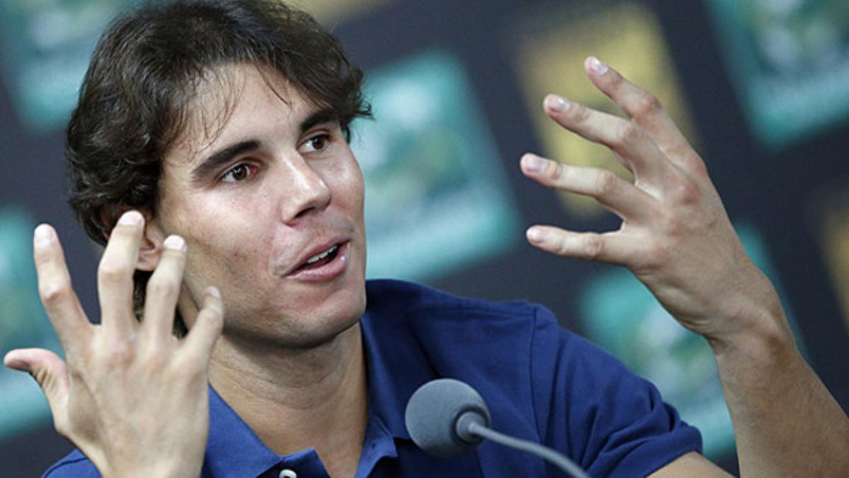 Rafael Nadal, durante la rueda de prensa que ha ofrecido antes de empezar a competir en París-Bercy