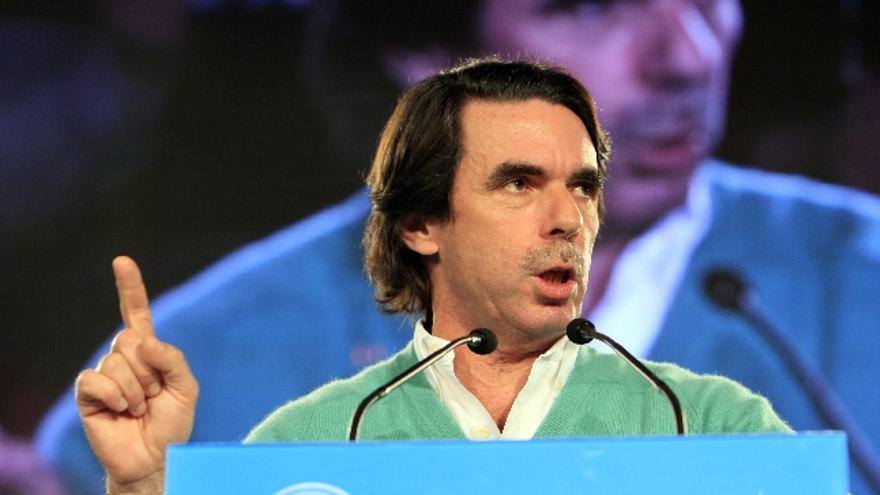 El ex presidente del Gobierno José María Aznar, durante su intervención en un acto electoral