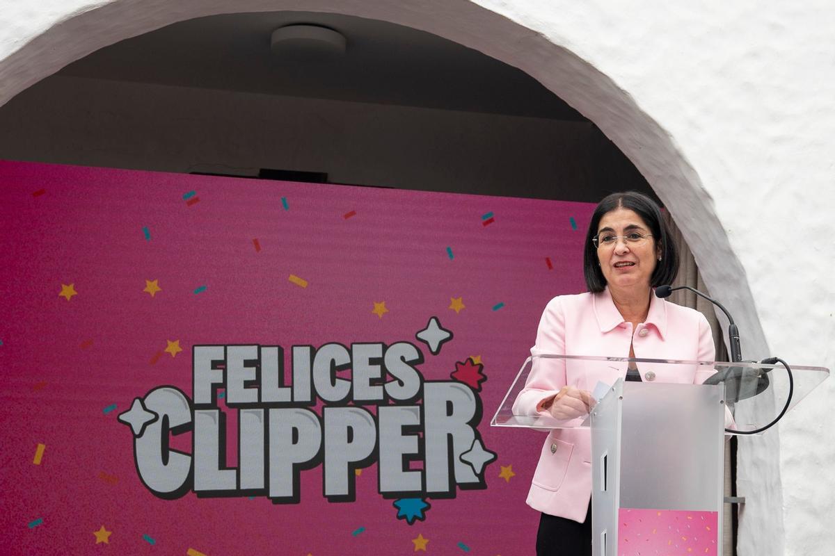 La alcaldesa, Carolina Darias, durante su intervención en el 70 aniversario de Clipper