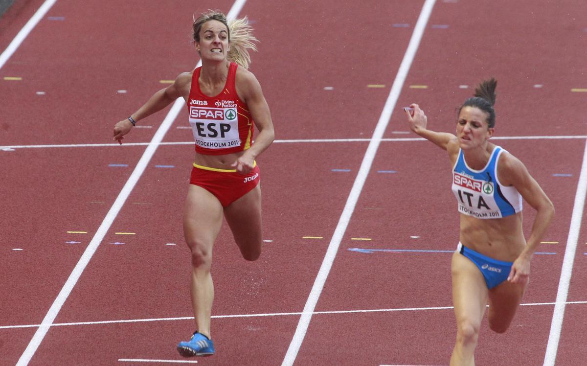 Belen Recio en el Europeo de atletismo de Estocolmo con la selección española.
