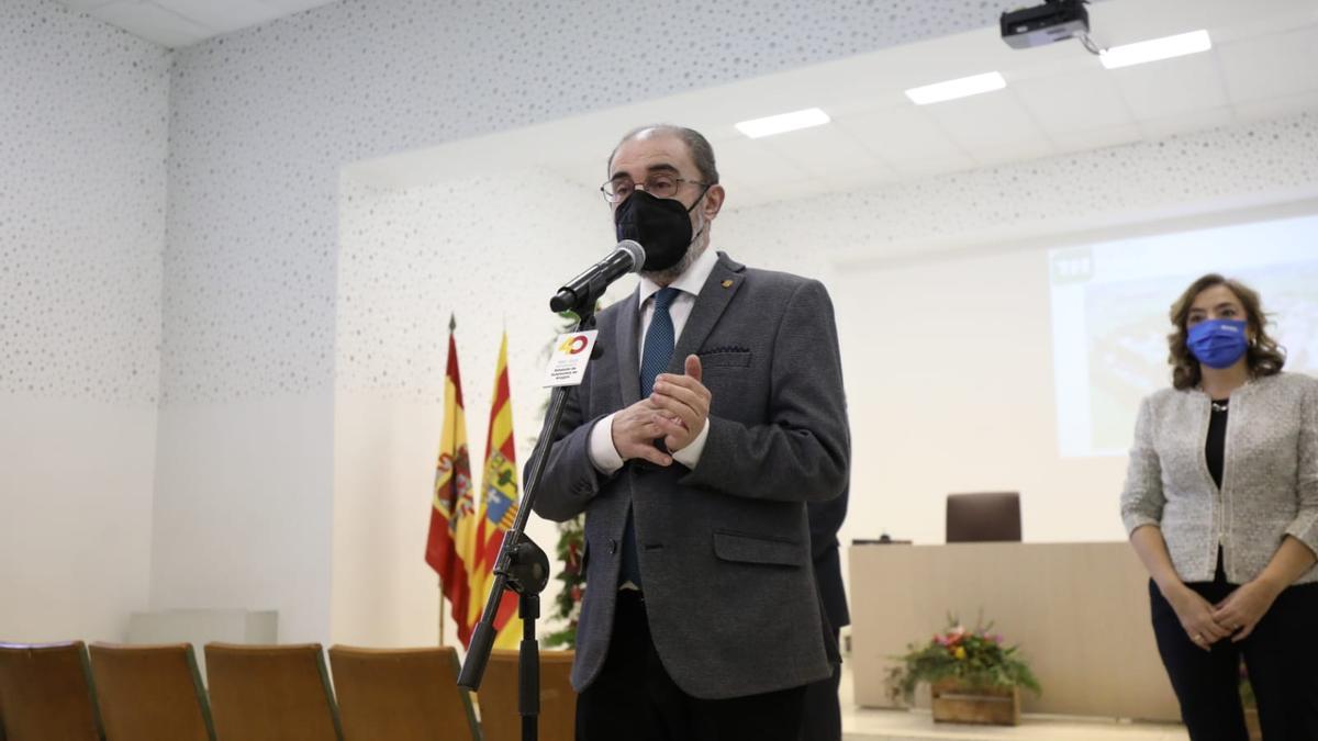 El presidente de Aragón, Javier Lambán, ha valorado el resultado electoral desde el centro de Formación Profesional de Movera.