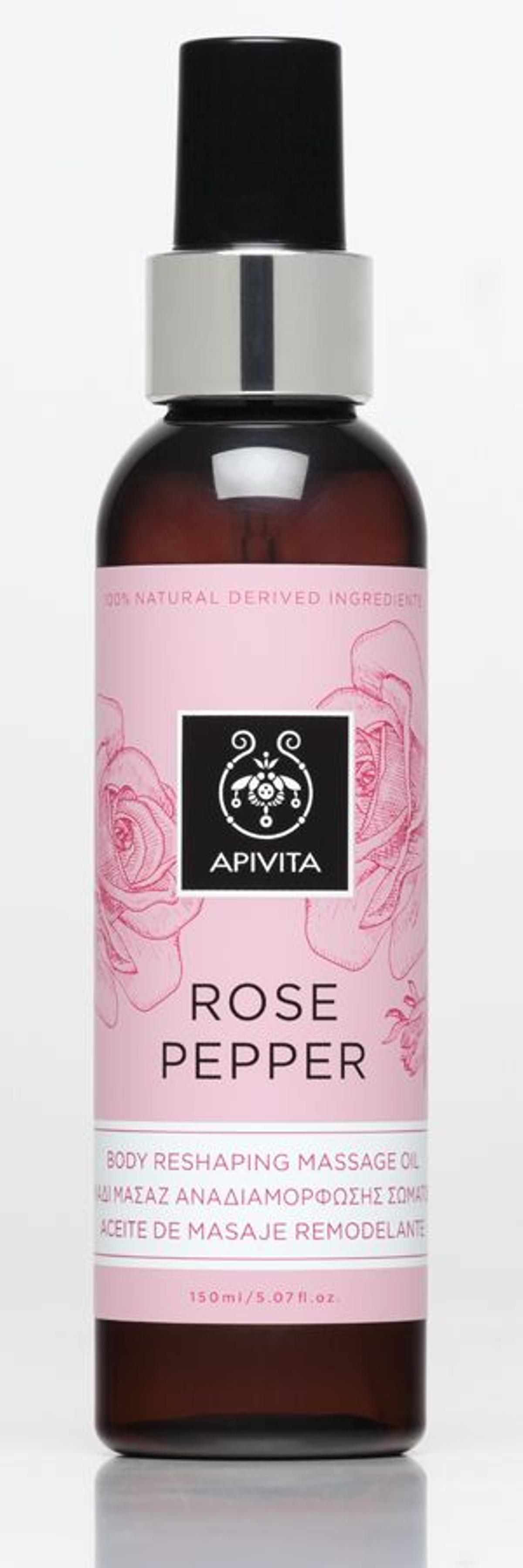 Aceite de masaje corporal remodelante Rose Pepper, de Apivita