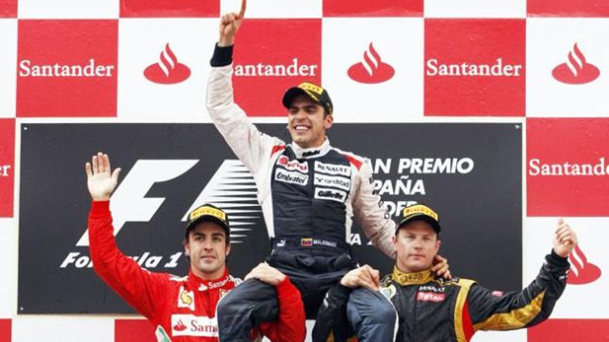 Alonso, Maldonado y Raikonnen en el podio.