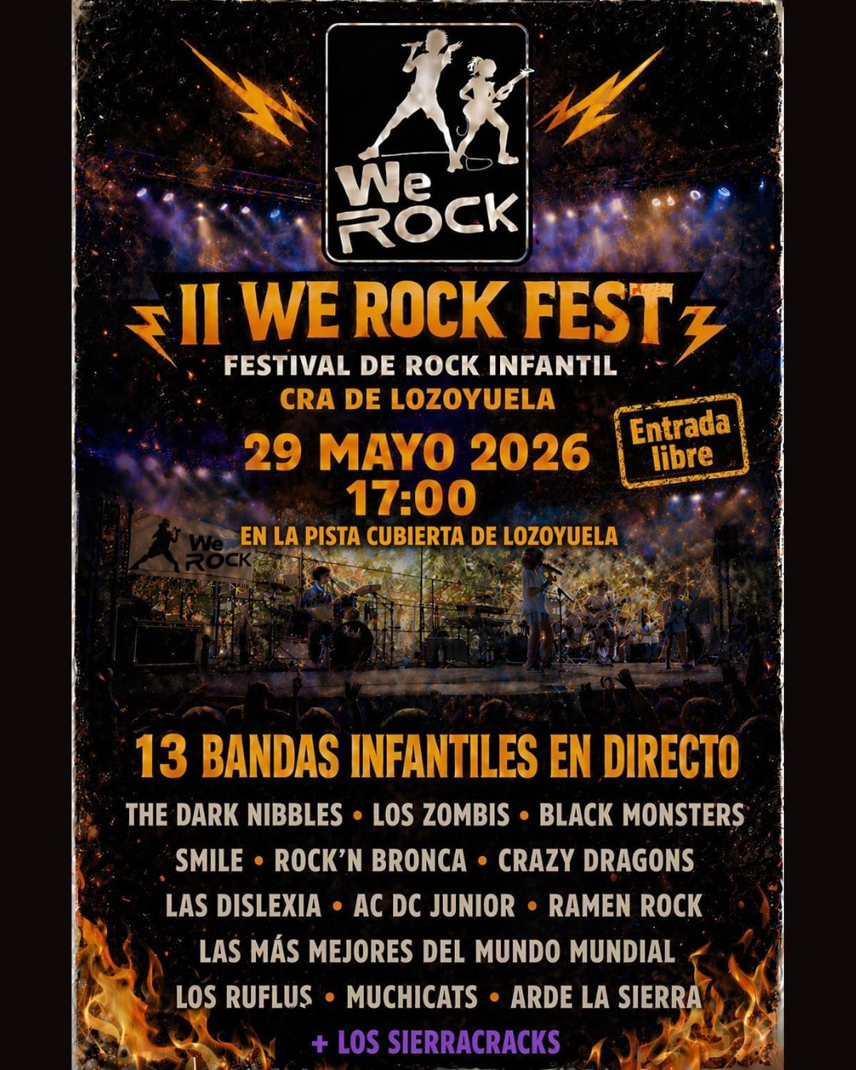 Cartel del II We Rock Fest que tendrá lugar en Lozoyuela