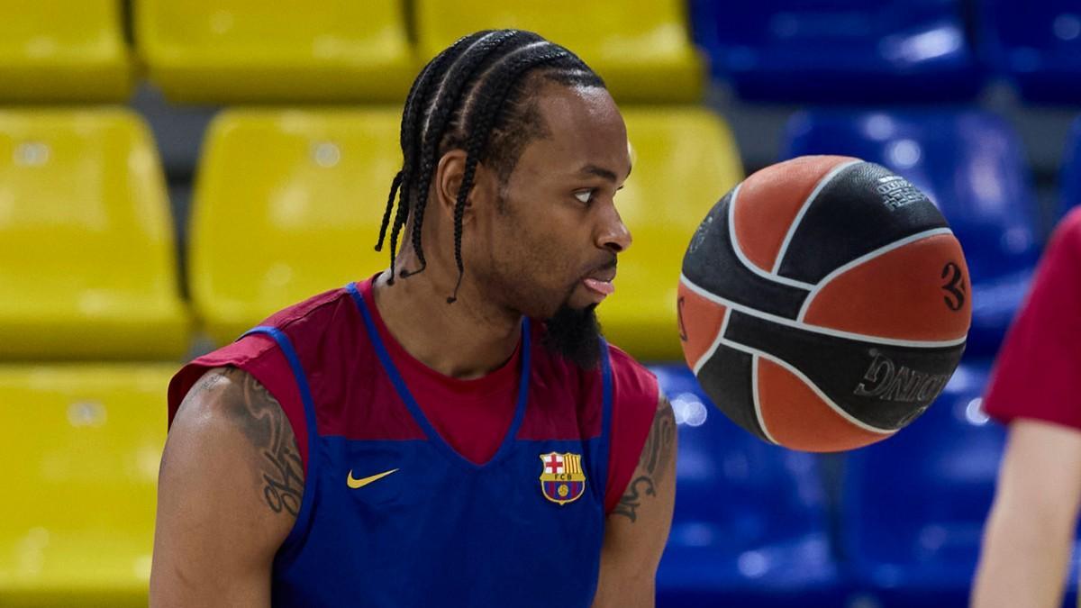 Kevin Punter, en un entrenamiento con el Barça