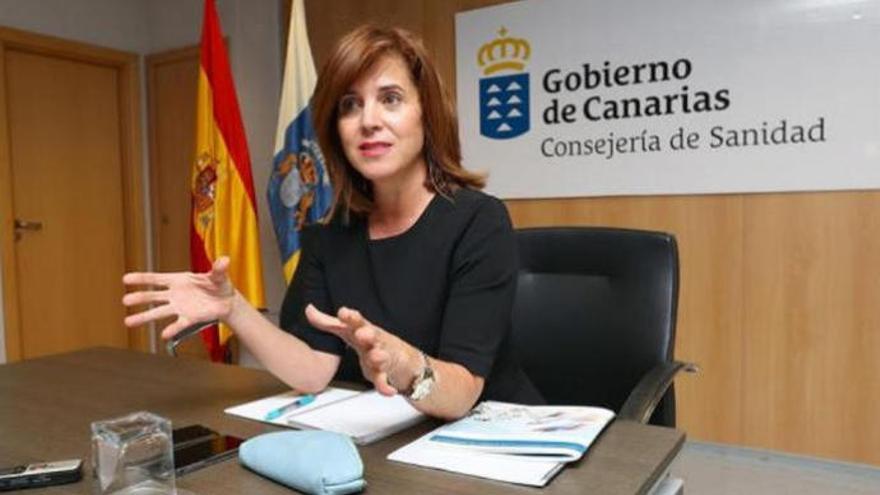 La consejera de Sanidad del Gobierno de Canarias, María Teresa Cruz, este viernes.