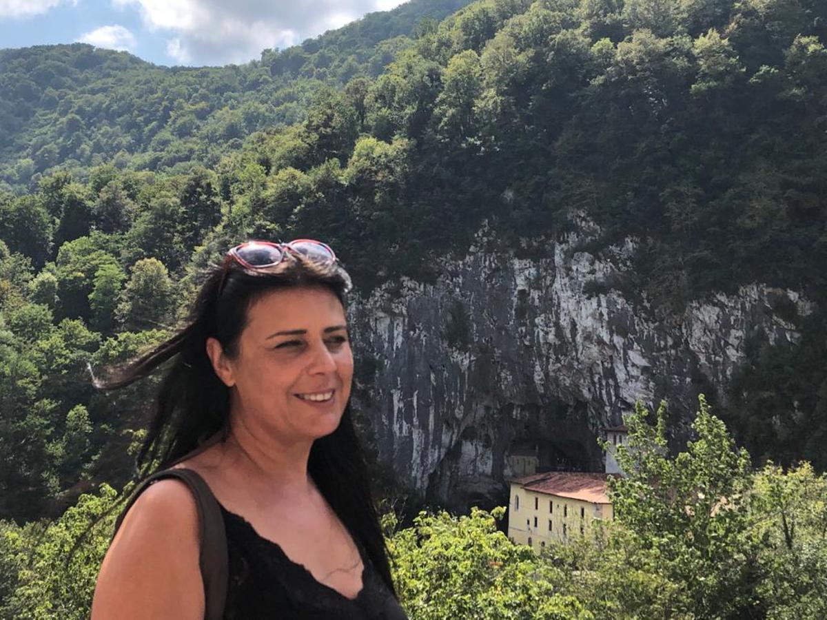 María José García en una visita al santuario de Covadonga.