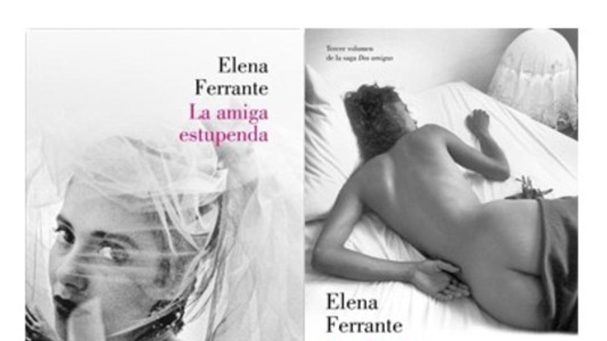 Portadas de las traducciones de Elena Ferrante al castellano.