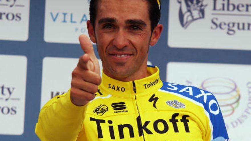 Alberto Contador celebra uno de sus triunfos
